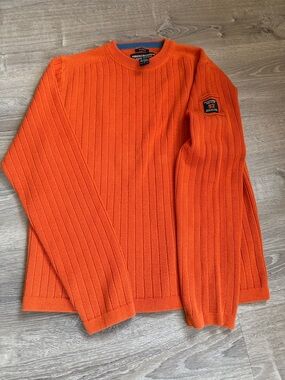 Vintage Abercrombie & Fitch Men's Ribbed Crewneck Sweater - Orange